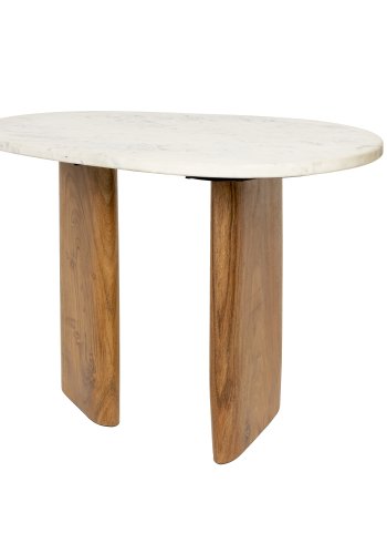 WHITE LABEL LIVING Tanda sidebord, organisk - beige marmor og brun akacietr (56x37)