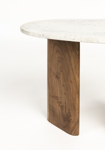 WHITE LABEL LIVING Tanda sidebord, organisk - beige marmor og brun akacietr (56x37)