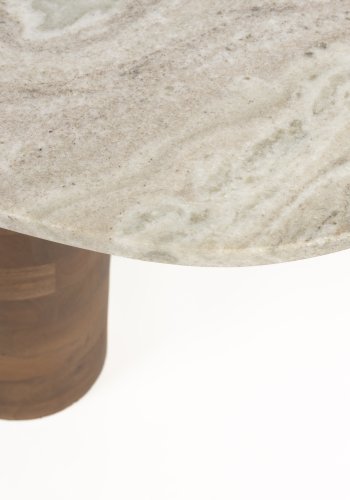 WHITE LABEL LIVING Kouk sofabord, oval - brun marmor og brun mangotr (100x40)