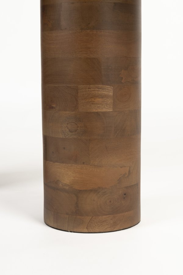 WHITE LABEL LIVING Kouk sofabord, oval - brun marmor og brun mangotr (100x40)