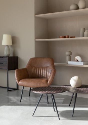 WHITE LABEL LIVING Webster sofabord og sidebord - brun genbrugsteak og jern (st med 2)