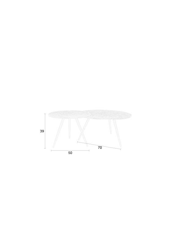 WHITE LABEL LIVING Webster sofabord og sidebord - brun genbrugsteak og jern (st med 2)