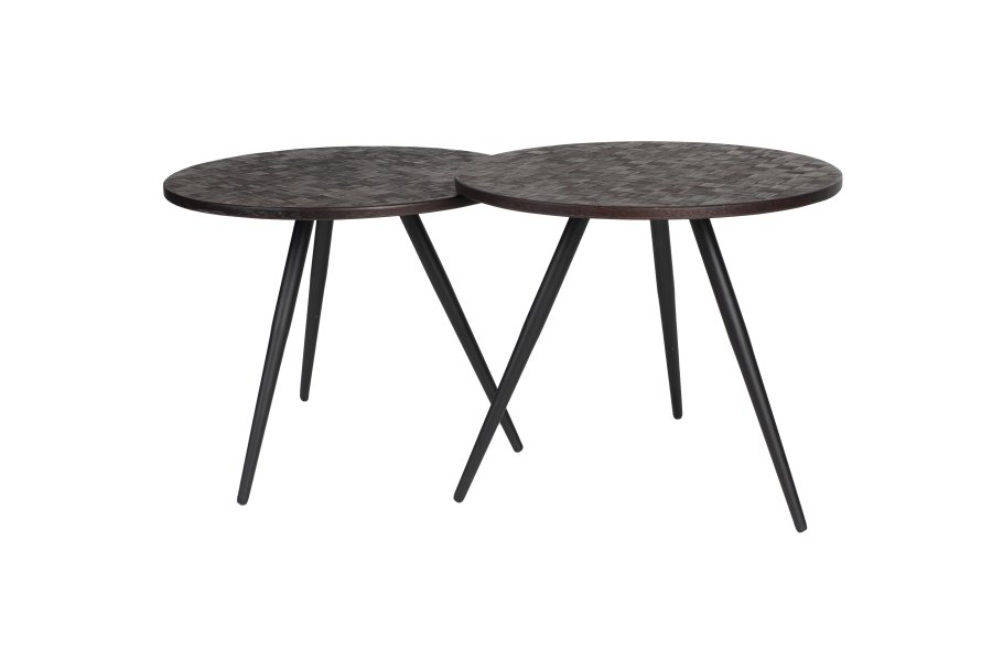 WHITE LABEL LIVING Webster sidebord - brun genbrugsteak og jern (st med 2)