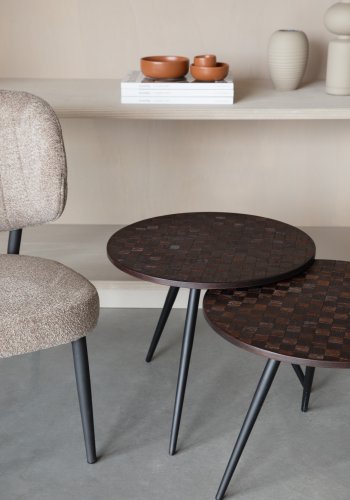 WHITE LABEL LIVING Webster sidebord - brun genbrugsteak og jern (st med 2)