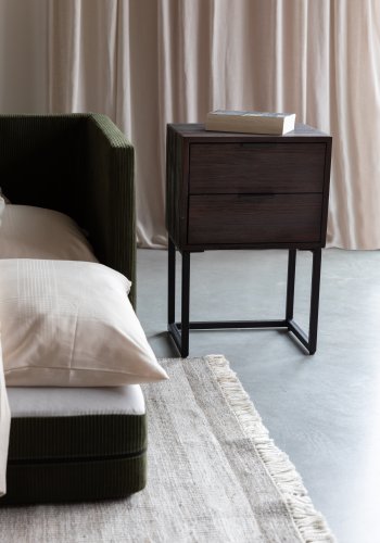 WHITE LABEL LIVING Webster sidebord, m. 2 skuffer - brun genbrugsteak og jern (40x30)