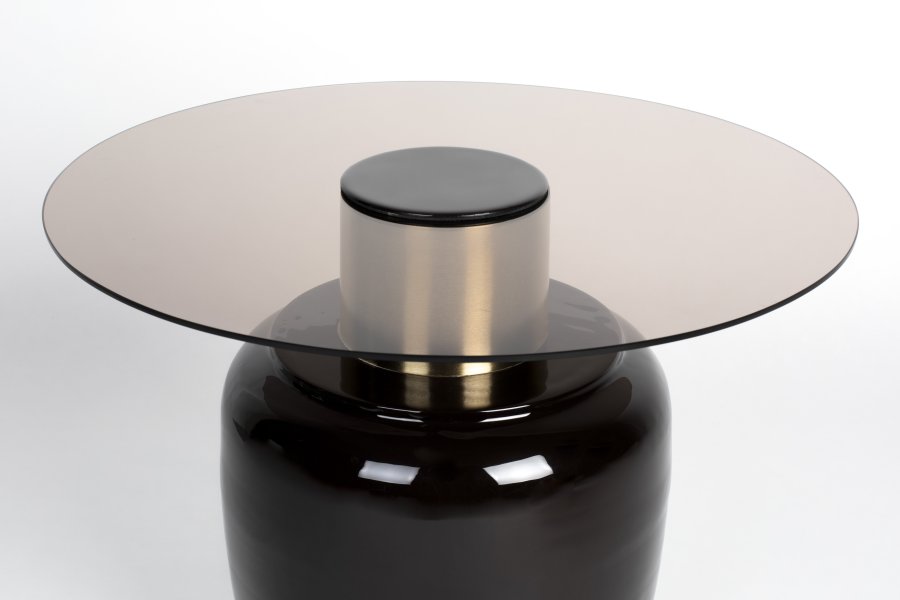 WHITE LABEL LIVING Mohra L sidebord, rund - rgfarvet glas og brun emalje (59)