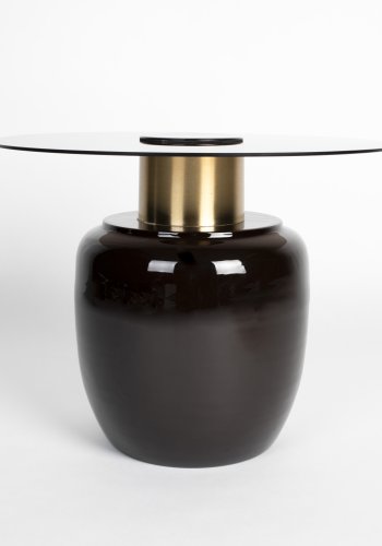 WHITE LABEL LIVING Mohra L sidebord, rund - rgfarvet glas og brun emalje (59)