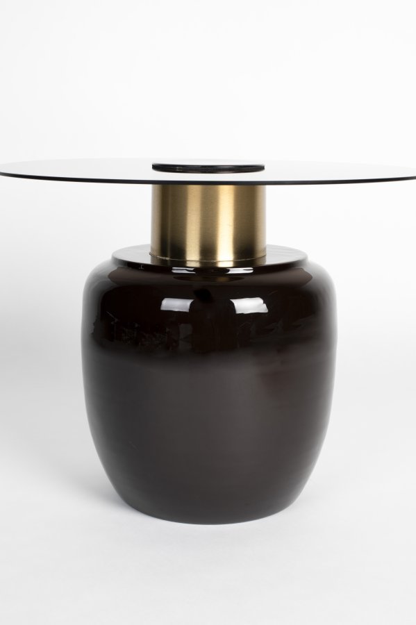 WHITE LABEL LIVING Mohra L sidebord, rund - rgfarvet glas og brun emalje (59)