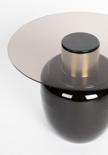 WHITE LABEL LIVING Mohra L sidebord, rund - rgfarvet glas og brun emalje (59)