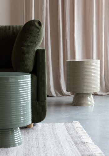 WHITE LABEL LIVING Sven L sidebord, rund - elfenben jern (35)