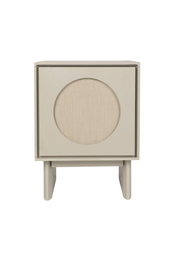 ZUIVER Twin sengebord, m. 1 lge og 1 hylde - gr stof/akacietr (40x44)