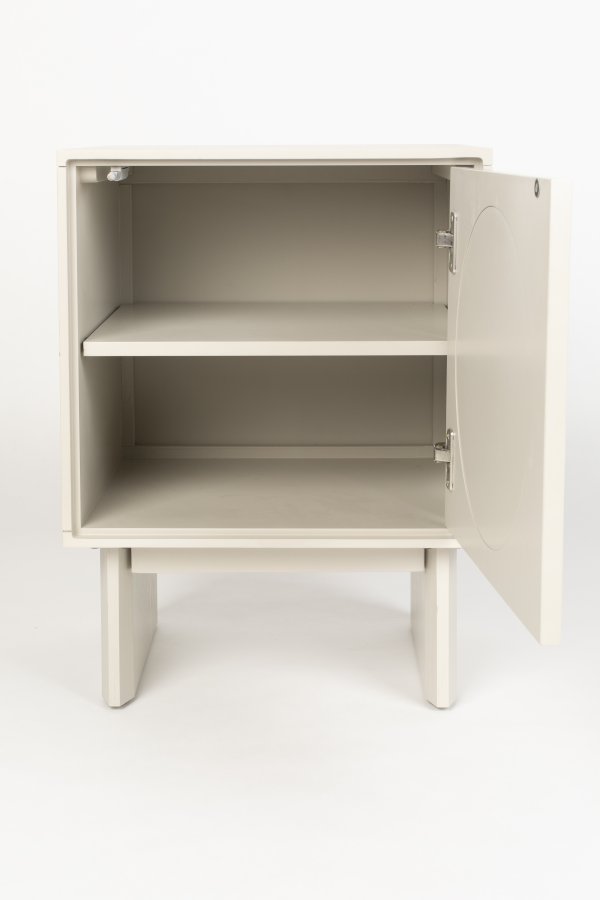 ZUIVER Twin sengebord, m. 1 lge og 1 hylde - gr stof/akacietr (40x44)