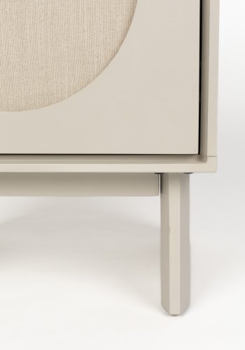 ZUIVER Twin sengebord, m. 1 lge og 1 hylde - gr stof/akacietr (40x44)