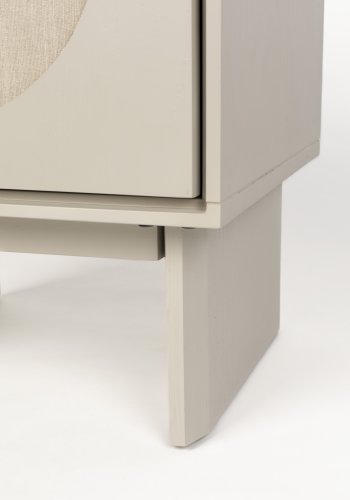 ZUIVER Twin sengebord, m. 1 lge og 1 hylde - gr stof/akacietr (40x44)