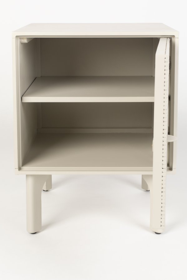 ZUIVER Morning sengebord, m. 1 lge og 1 hylde - gr rattan/MDF/akacietr (40x45)