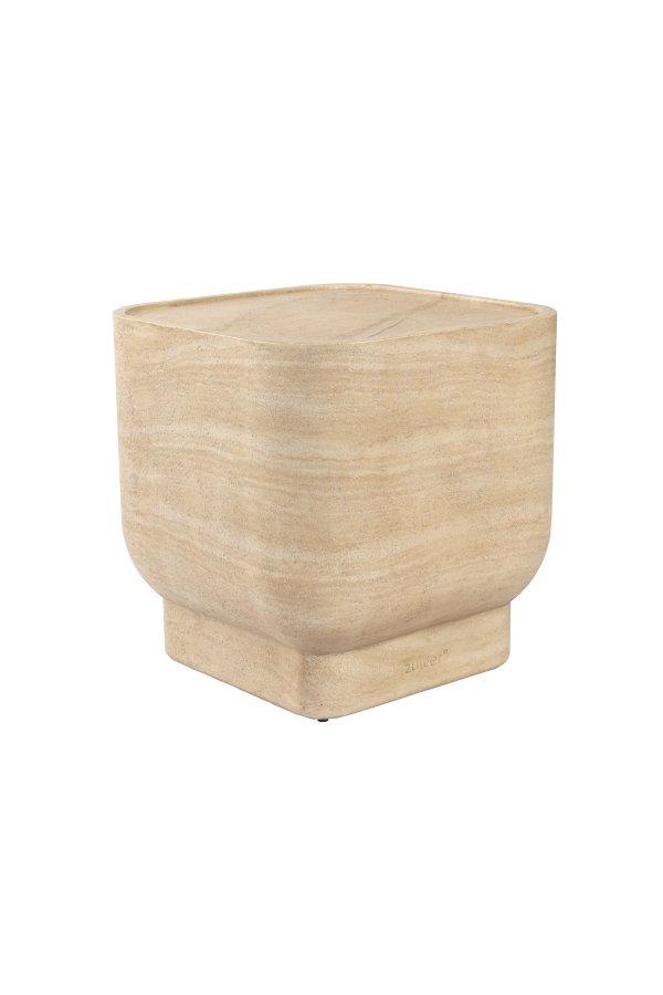 ZUIVER Noble sidebord, kvadratisk - beige travertinlook beton (45x45)