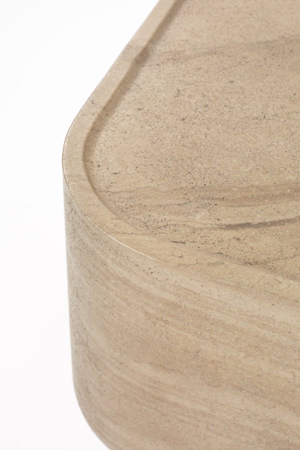 ZUIVER Noble sidebord, kvadratisk - beige travertinlook beton (45x45)