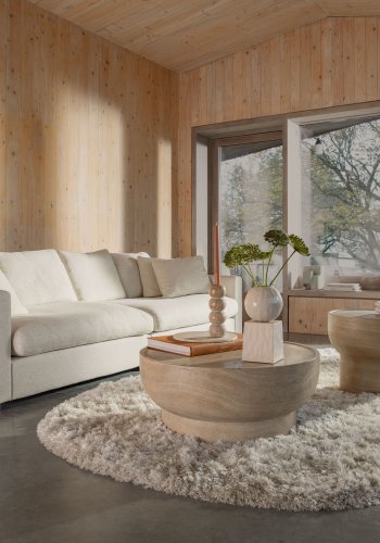 ZUIVER Noble sidebord, kvadratisk - beige travertinlook beton (45x45)