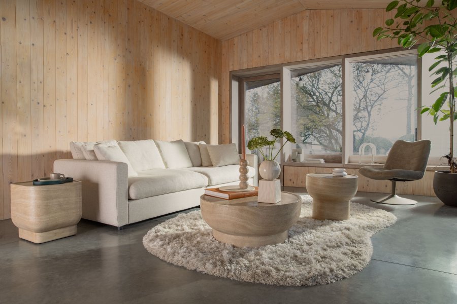 ZUIVER Noble sidebord, kvadratisk - beige travertinlook beton (45x45)