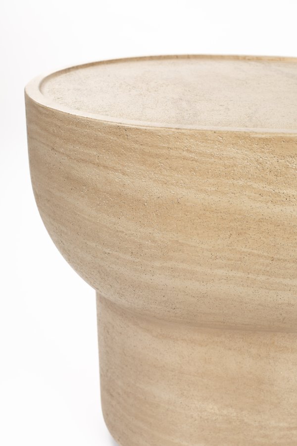 ZUIVER Noble sidebord, oval - beige travertinlook beton (50x42)