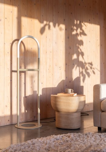 ZUIVER Noble sidebord, oval - beige travertinlook beton (50x42)