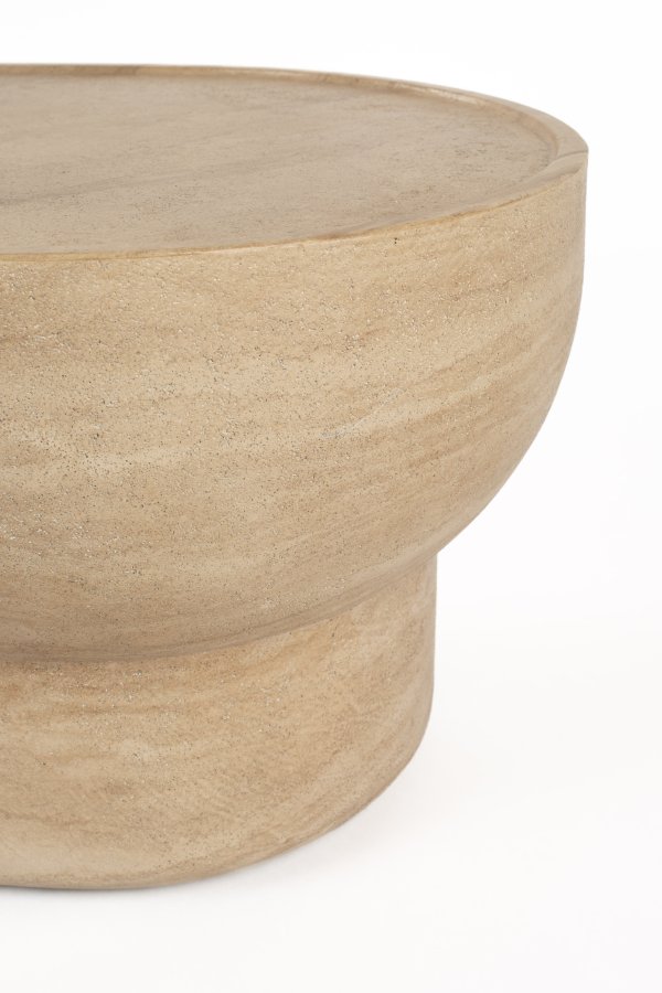 ZUIVER Noble sofabord, oval - beige travertinlook beton (100x50)