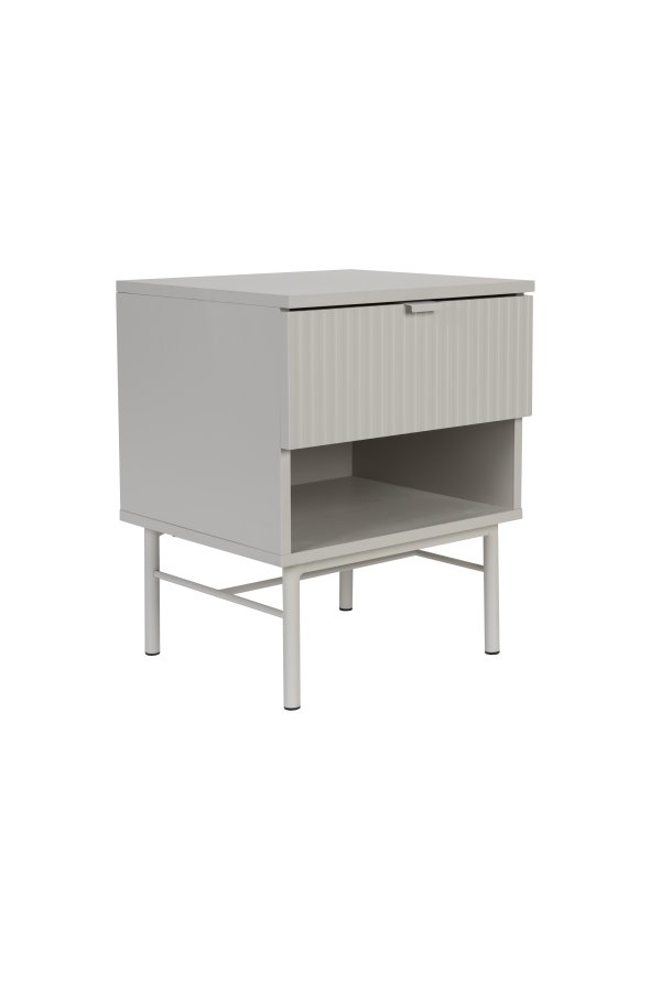 WHITE LABEL LIVING Cayo sidebord, m. 1 skuffe og 1 rum - hvid MDF og beige jern (41x40)