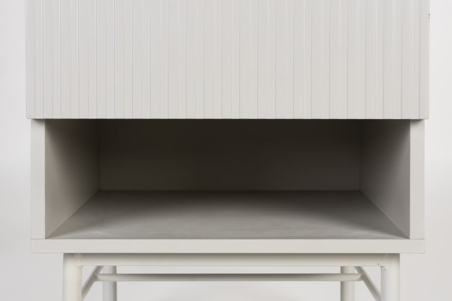 WHITE LABEL LIVING Cayo sidebord, m. 1 skuffe og 1 rum - hvid MDF og beige jern (41x40)