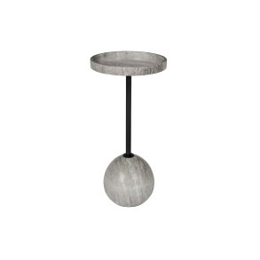 ZUIVER Cocktail sidebord, rund - gr marmor og sort jern (25)