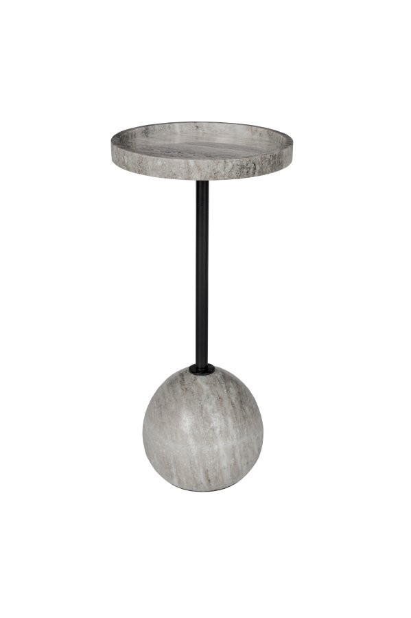 ZUIVER Cocktail sidebord, rund - gr marmor og sort jern (25)