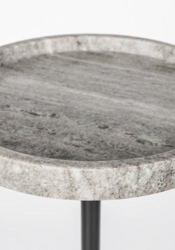 ZUIVER Cocktail sidebord, rund - gr marmor og sort jern (25)