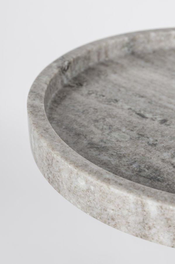 ZUIVER Cocktail sidebord, rund - gr marmor og sort jern (25)