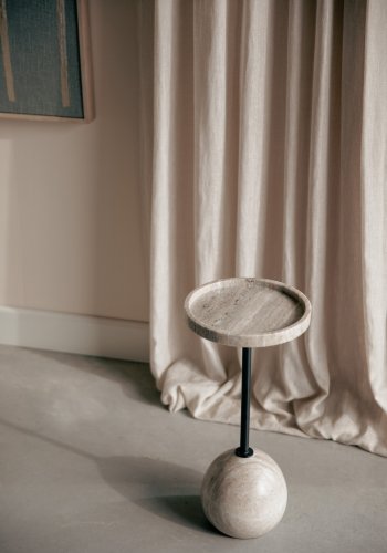 ZUIVER Cocktail sidebord, rund - gr marmor og sort jern (25)