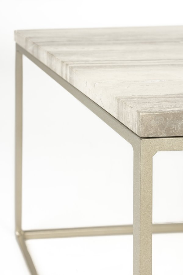 ZUIVER Stray sofabord, rektangulr - gr marmor og gr jern (91x41)