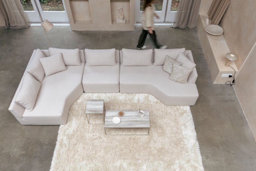 ZUIVER Stray sofabord, rektangulr - gr marmor og gr jern (91x41)