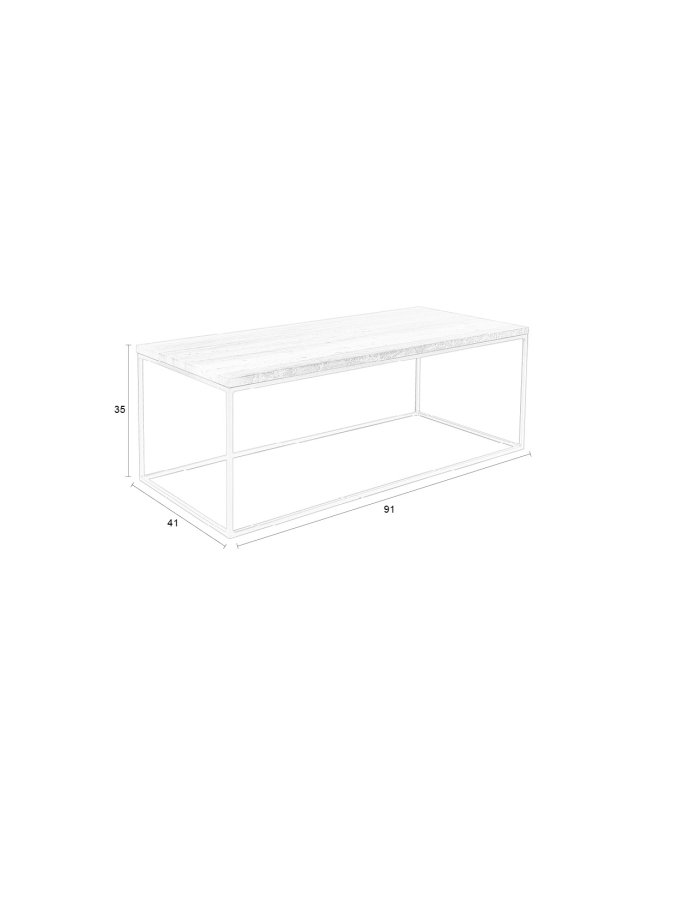 ZUIVER Stray sofabord, rektangulr - gr marmor og gr jern (91x41)