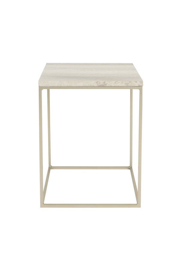ZUIVER Stray sidebord, kvadratisk - gr marmor og gr jern (35x35)