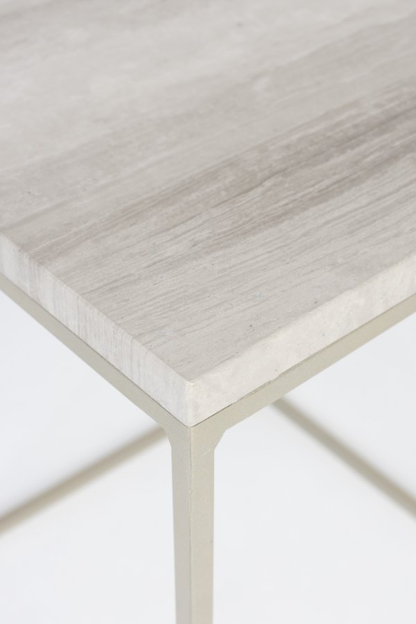 ZUIVER Stray sidebord, kvadratisk - gr marmor og gr jern (35x35)