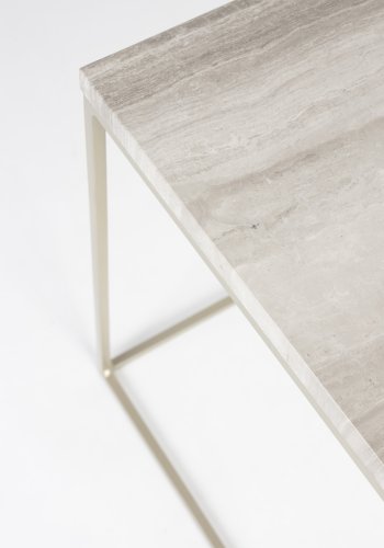 ZUIVER Stray sidebord, kvadratisk - gr marmor og gr jern (35x35)