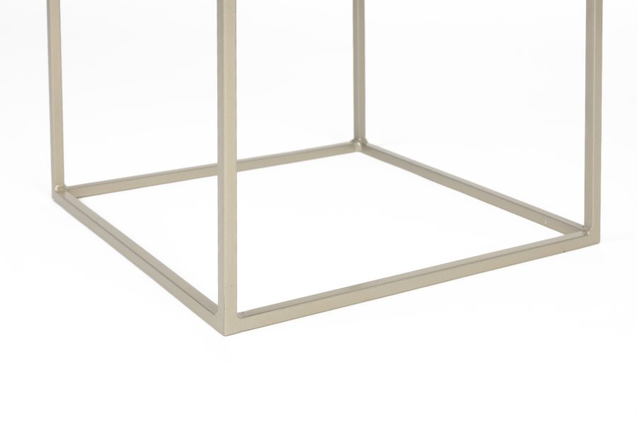 ZUIVER Stray sidebord, kvadratisk - gr marmor og gr jern (35x35)