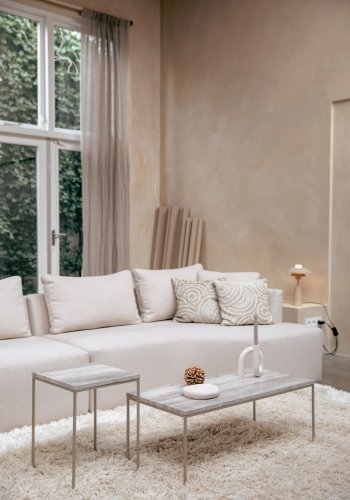 ZUIVER Stray sidebord, kvadratisk - gr marmor og gr jern (35x35)