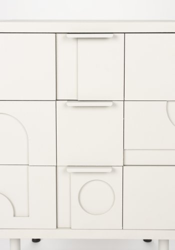 WHITE LABEL LIVING Funk sidebord, m. 3 skuffer - beige MDF og gr jern (40x50)