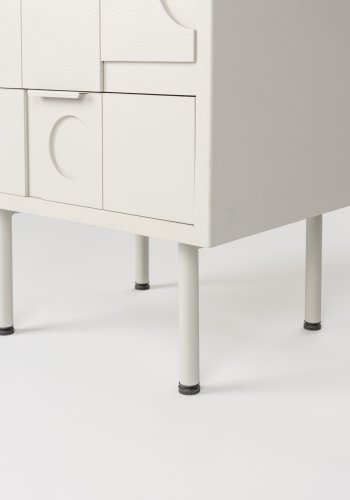 WHITE LABEL LIVING Funk sidebord, m. 3 skuffer - beige MDF og gr jern (40x50)