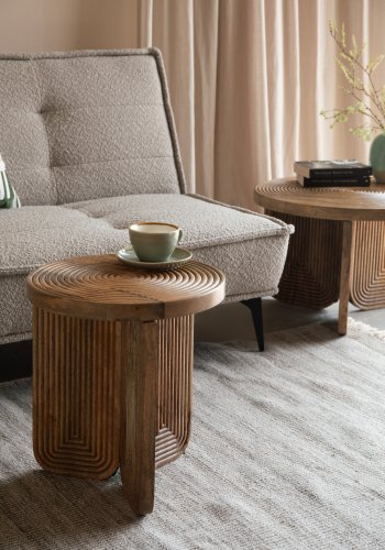 WHITE LABEL LIVING Maeze sidebord, rund - brun mangotr (40)