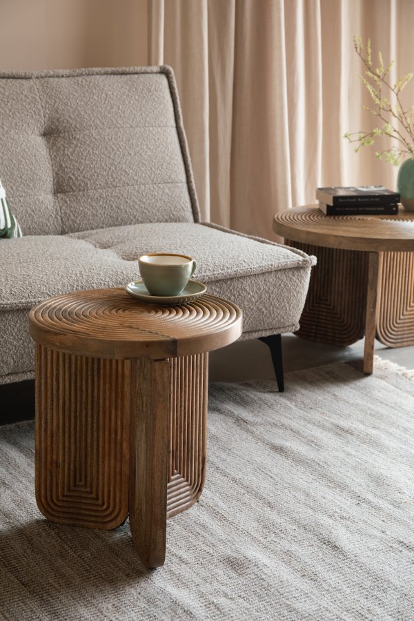 WHITE LABEL LIVING Maeze sidebord, rund - brun mangotr (40)