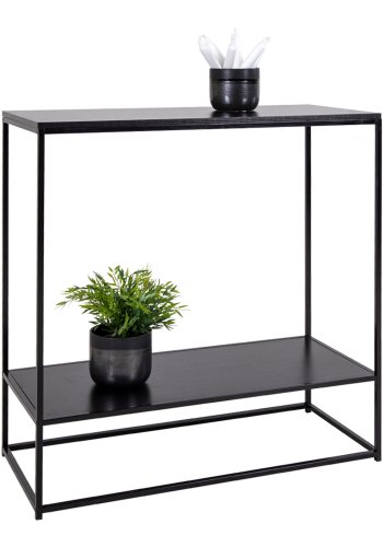 HOUSE NORDIC rektangulr Vita konsolbord, m. hylde - sort melamin og stl (80x36)