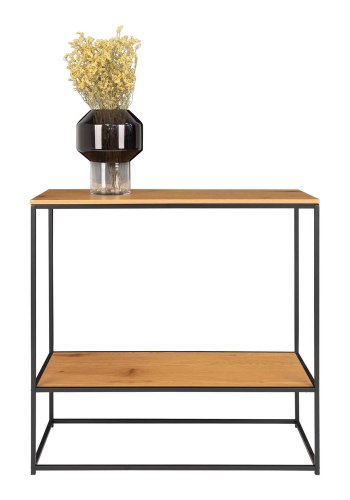 HOUSE NORDIC Vita konsolbord, m. hylde - natur melamin og sort stl (80x36)