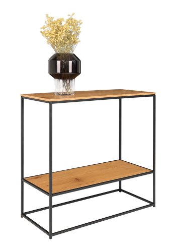 HOUSE NORDIC Vita konsolbord, m. hylde - natur melamin og sort stl (80x36)