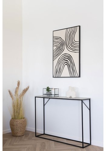 HOUSE NORDIC Vita konsolbord, rektangulr - natur melaminfolie med travertin look/sort stl (110x26)