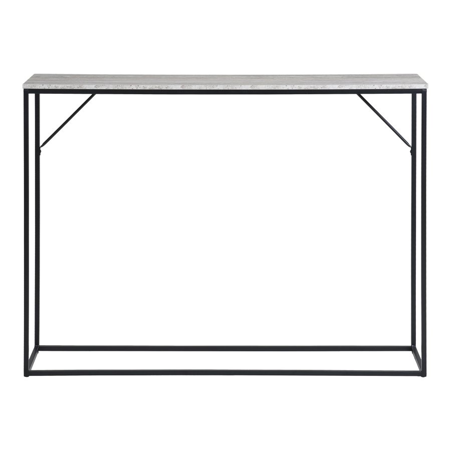 HOUSE NORDIC Vita konsolbord, rektangulr - natur melaminfolie med travertin look/sort stl (110x26)